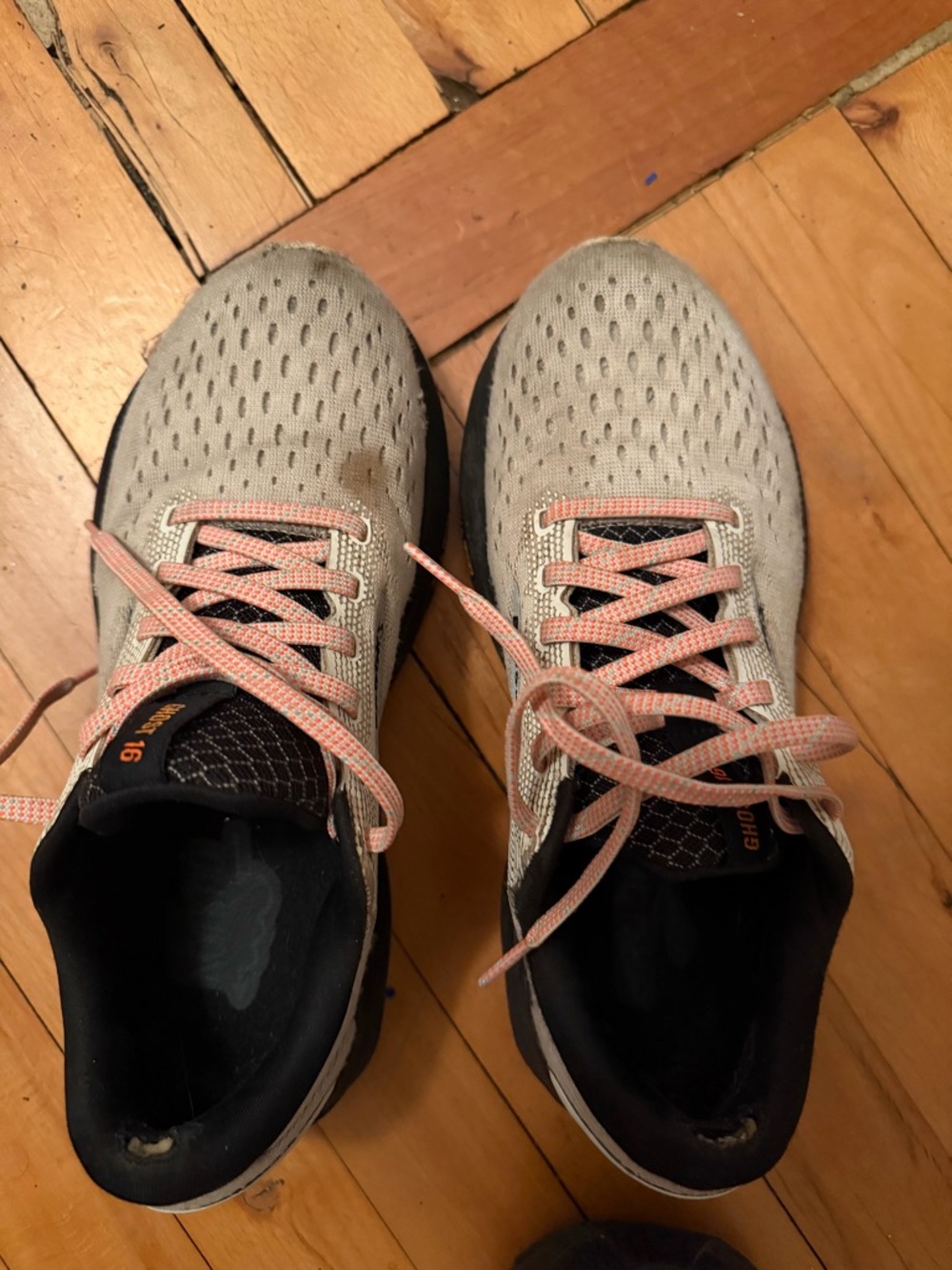 Brooks Women's Light Gray and Pink Running Sneakers very worn used